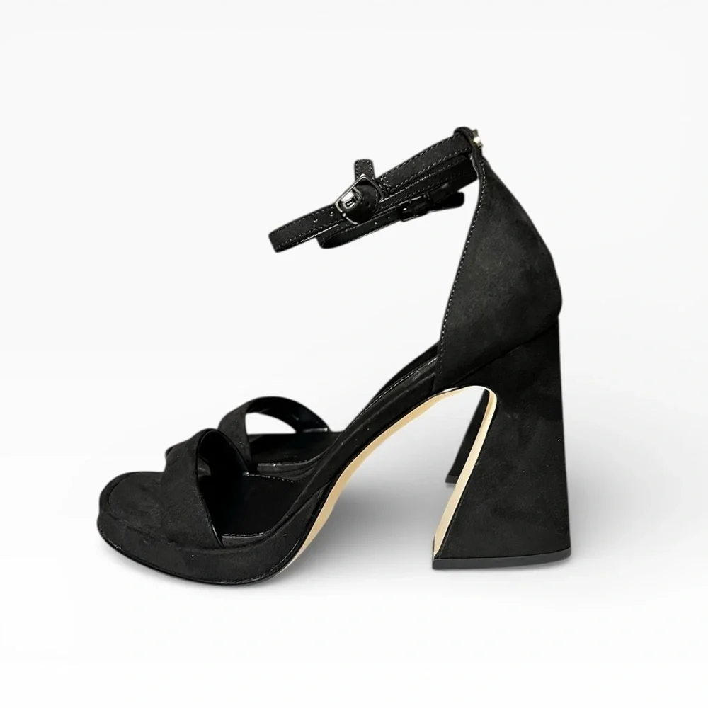 🌻NEW w.box Circus NY by Sam Edelman Holmes Black Suede Ankle Strap Heels sz 9.5